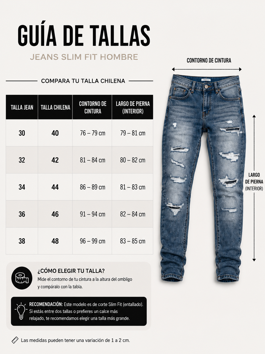 Jeans Slim Fit Destroyed Azul Claro