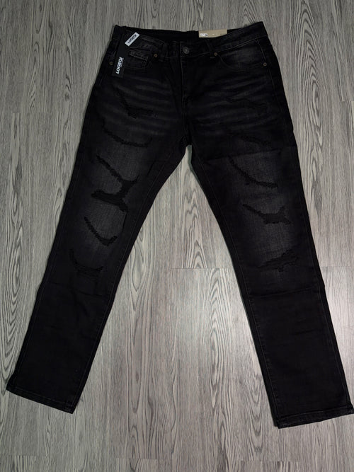 Jeans Slim Fit Destroyed Negro