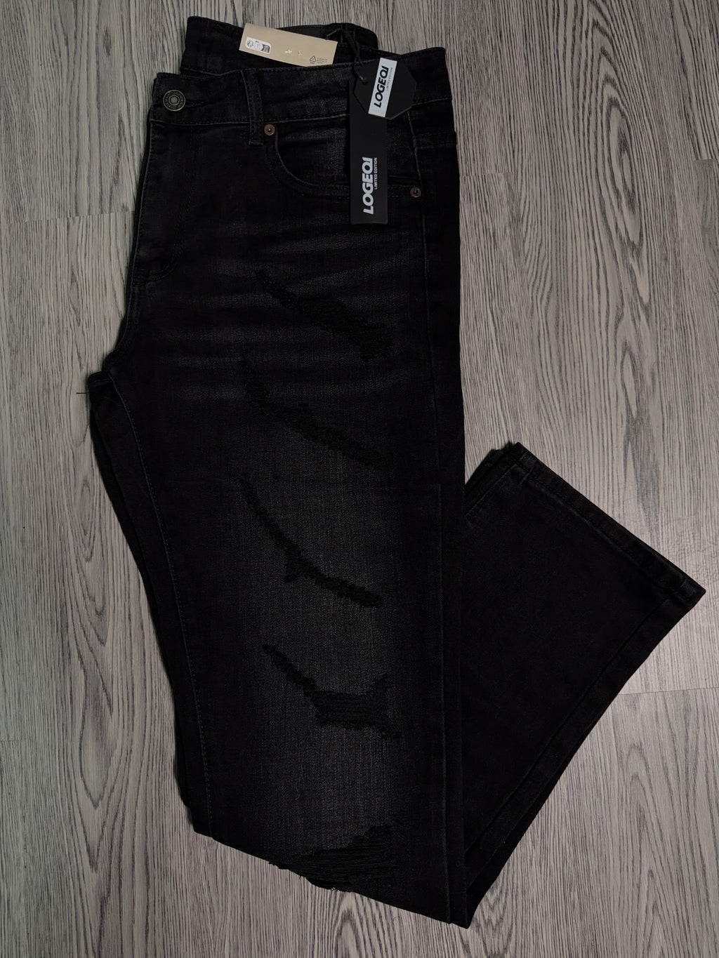 Jeans Slim Fit Destroyed Negro
