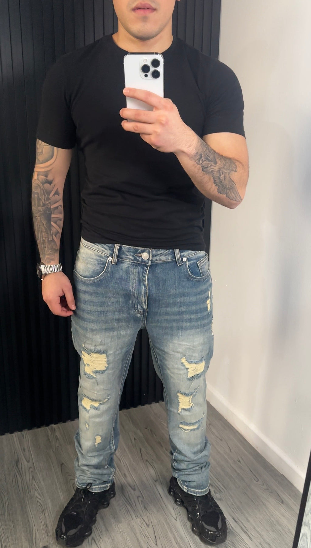 Jeans Slim Fit Destroyed Azul Vintage