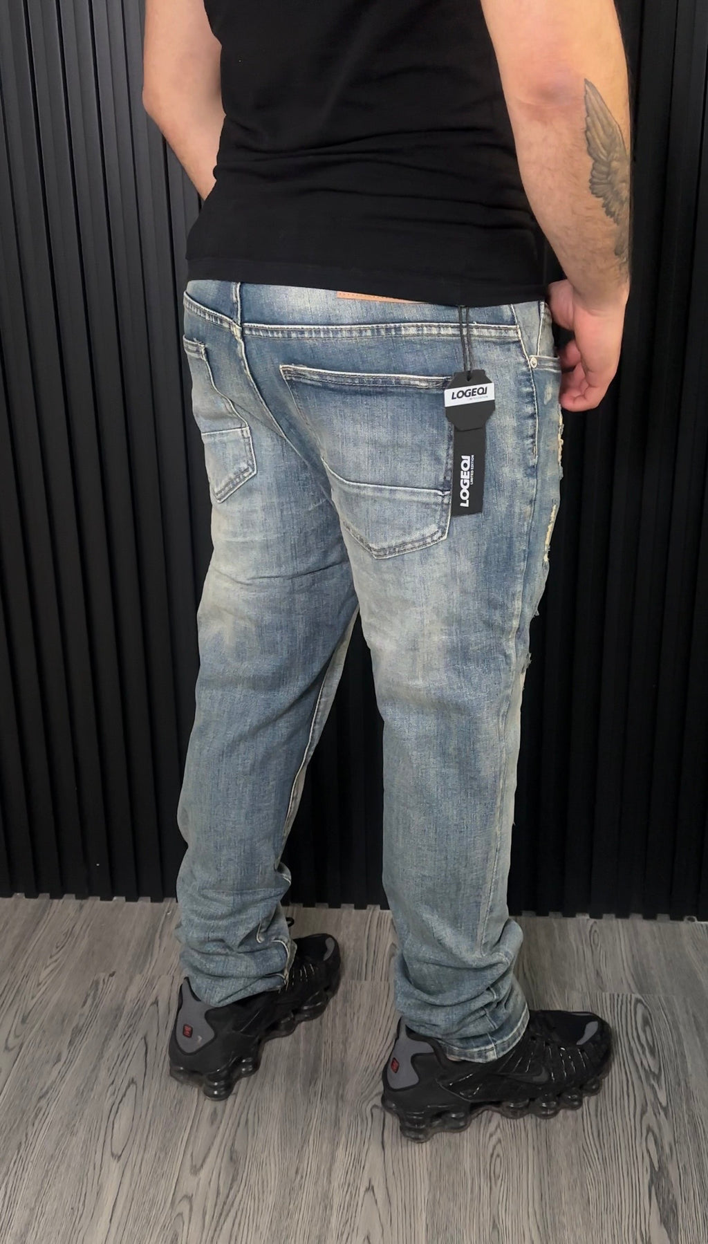 Jeans Slim Fit Destroyed Azul Vintage