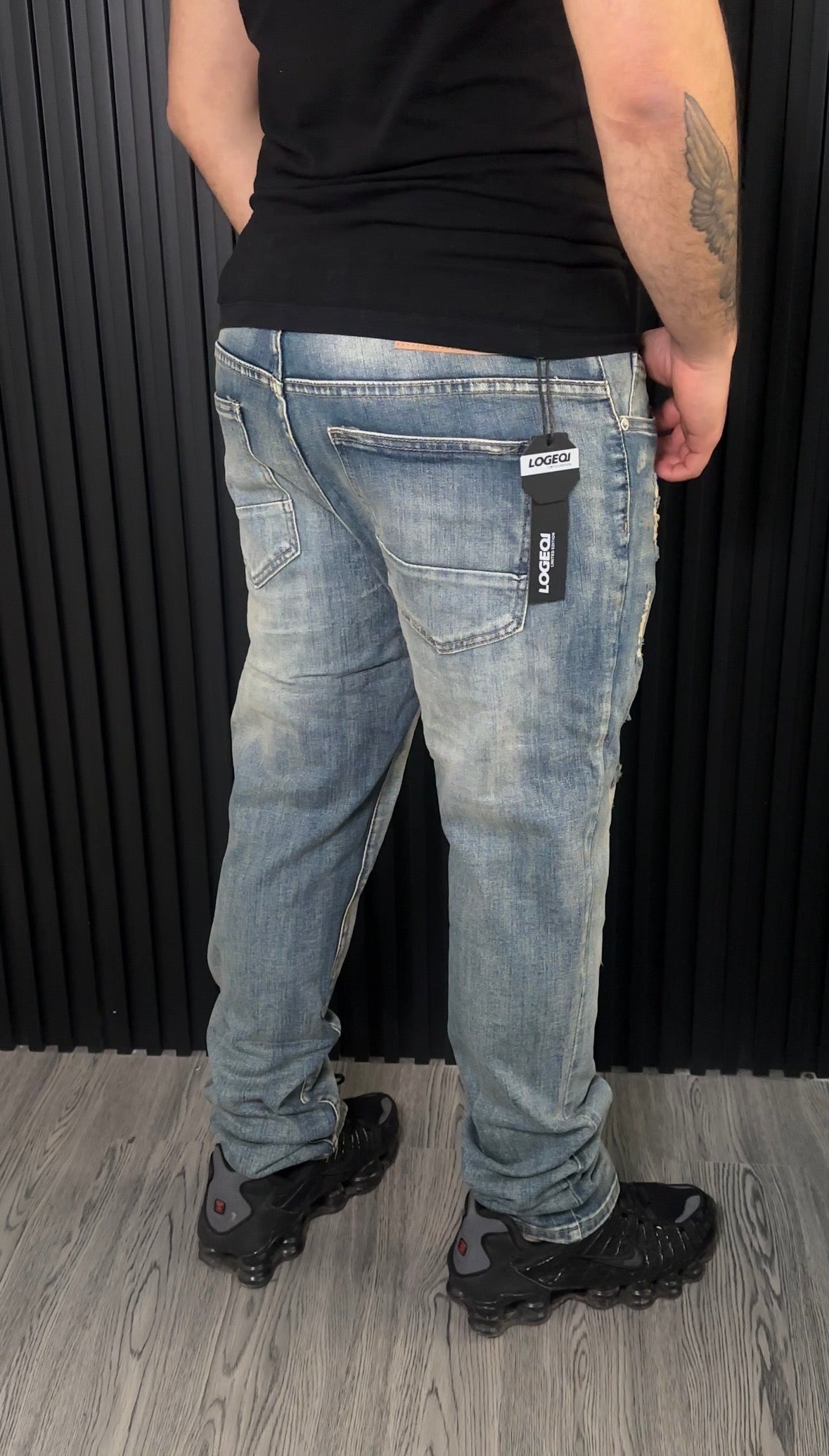 Jeans Slim Fit Destroyed Azul Vintage